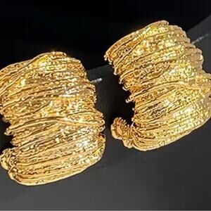 Gold Textured Stud Earrings